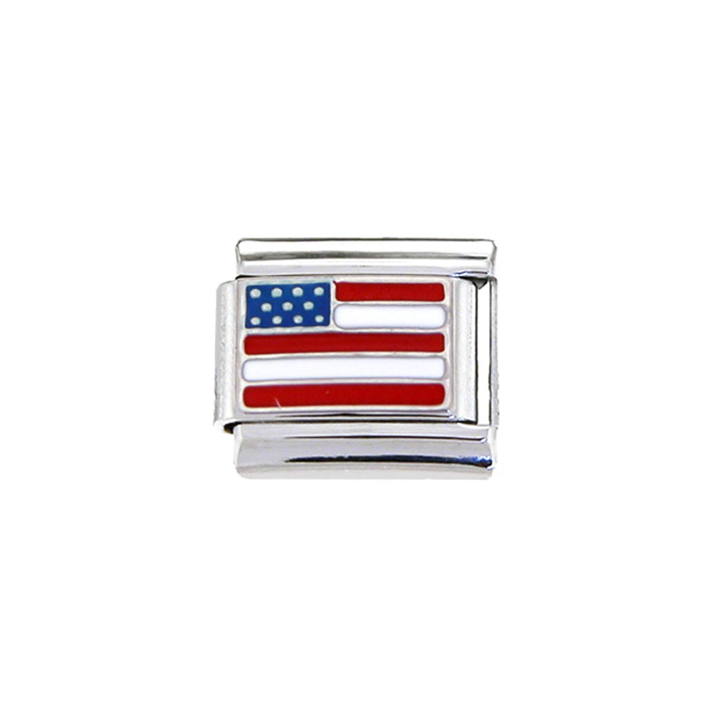 Flag - USA - enamel 9mm Italian charm - £4.99 : Charms 4 You